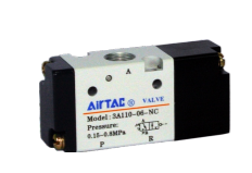 AIRTAC CONTROL VALVE, 3A1 SERIES, SINGLE SOLENOID 3 WAY 2 POSITION N.C.AIR PILOTED, 1/8"NPT, NONE
